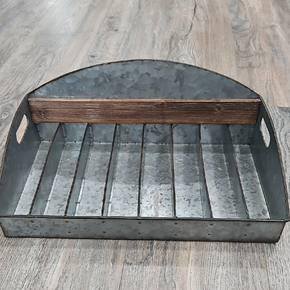 Rustic Galvanized Metal and Wood Organizer